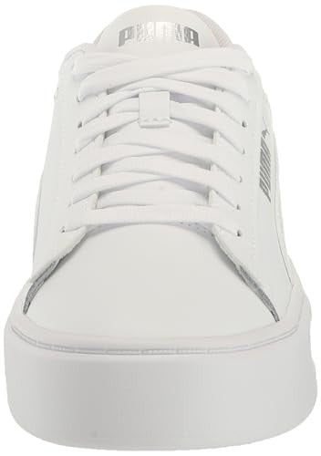 PUMA Women's Smash Platform V3 Sneaker White White Silver, 7