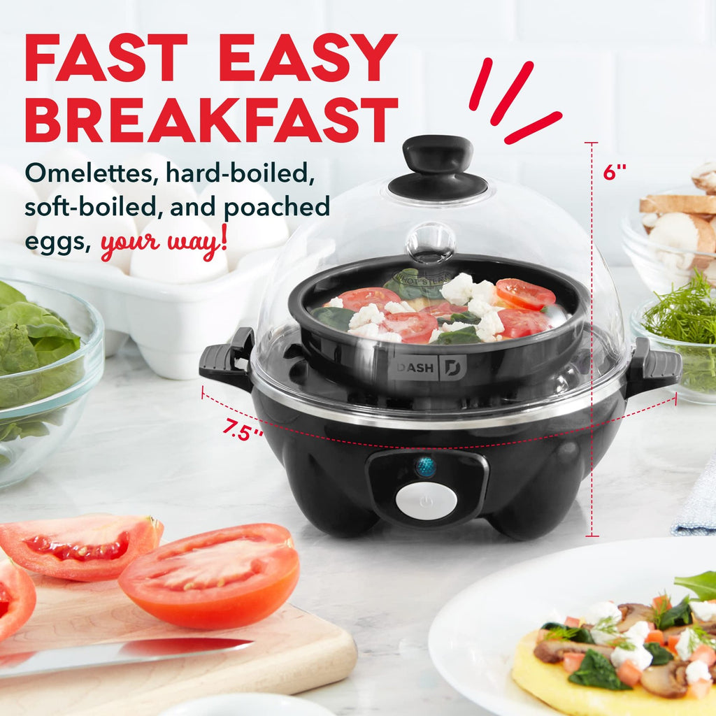 DASH 6 Egg Electric Cooker - Hard Boiled, Poached, Scrambled - Black