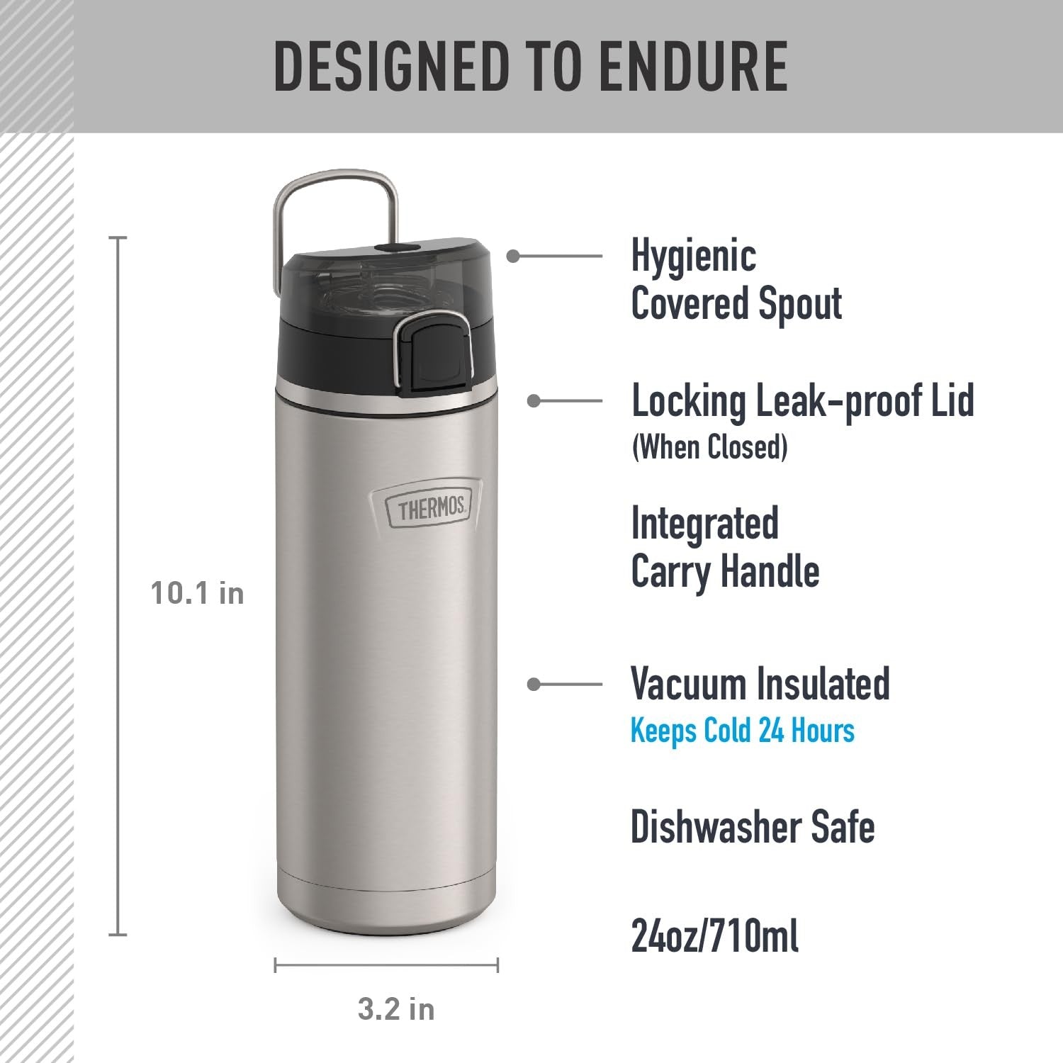 THERMOS 24oz Stainless Steel Water Bottle, Matte - Vacuum Insulated