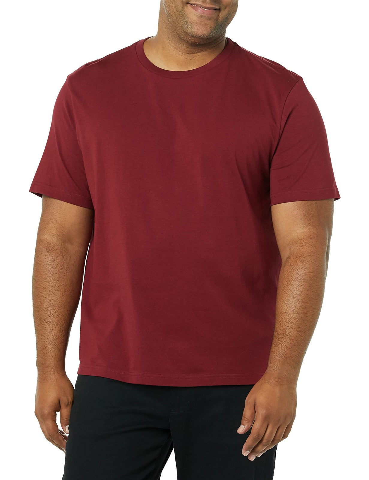 Men's Crewneck T-Shirt Set, Cotton Tee, Burgundy, XXL