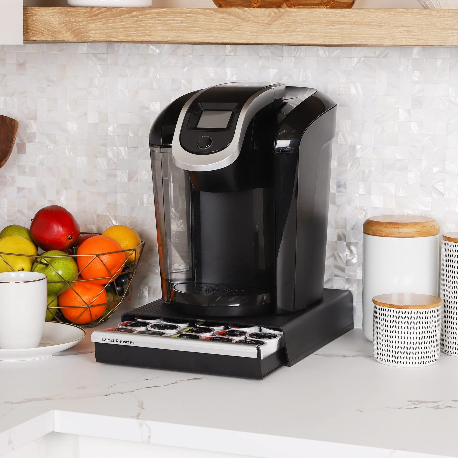 Compact Coffee Pod Organizer, 30 Pod Capacity, 10.5"L x 12.75"W, Black