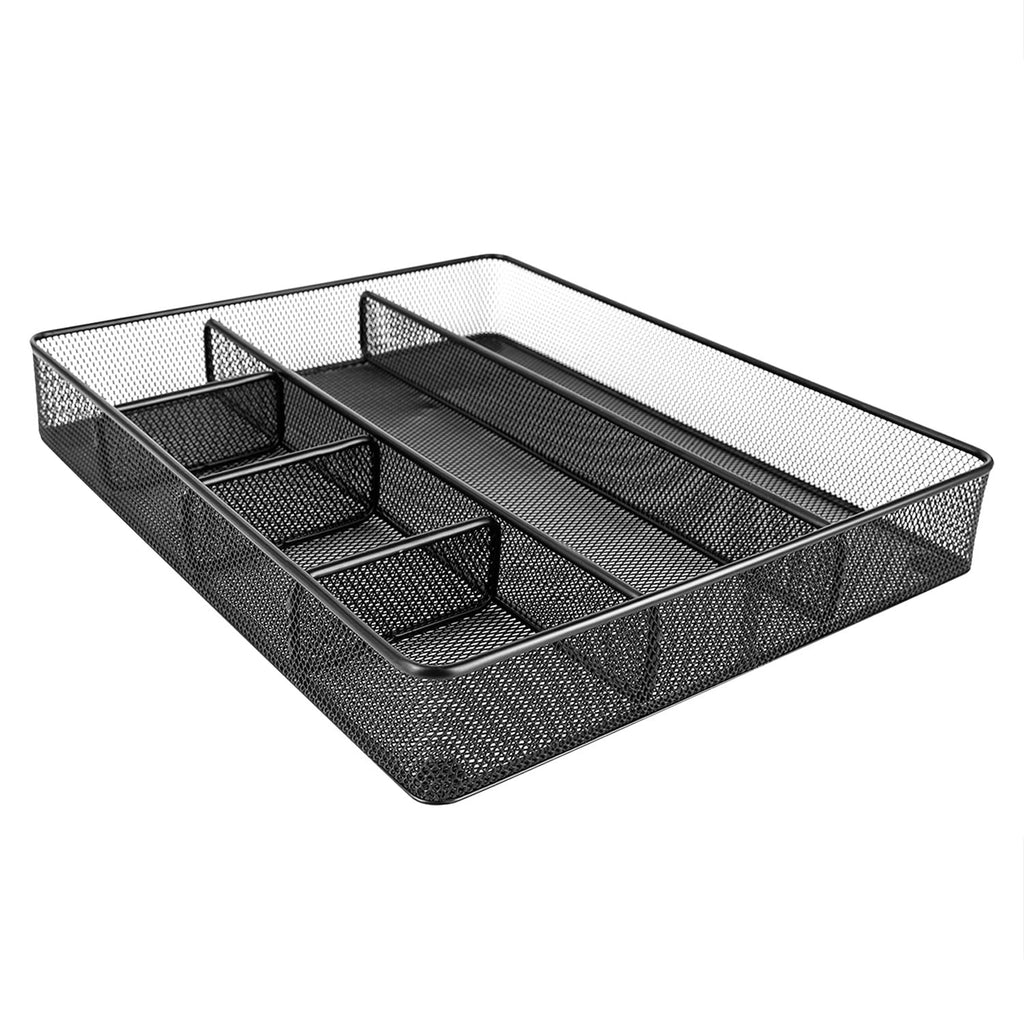 Black Mesh Drawer Organizer, 6 Compartments, Office Supplies