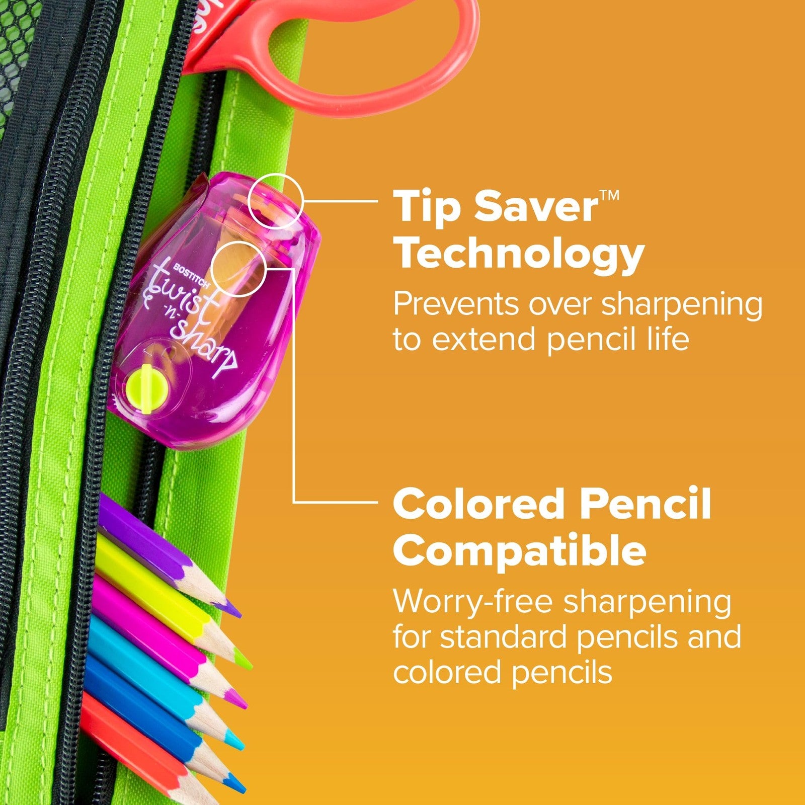 Assorted Color Bostitch Twist-n-Sharp Pencil Sharpener, Kids & Colored Pencils