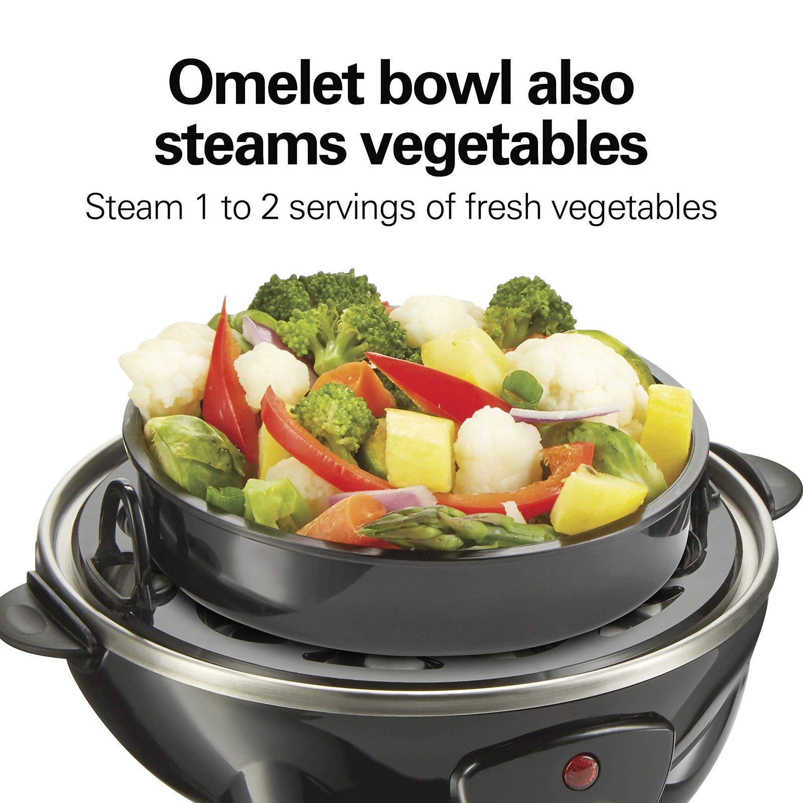 Hamilton Beach Egg Cooker, 3-in-1, Holds 7, Black, Omelet & Steamer