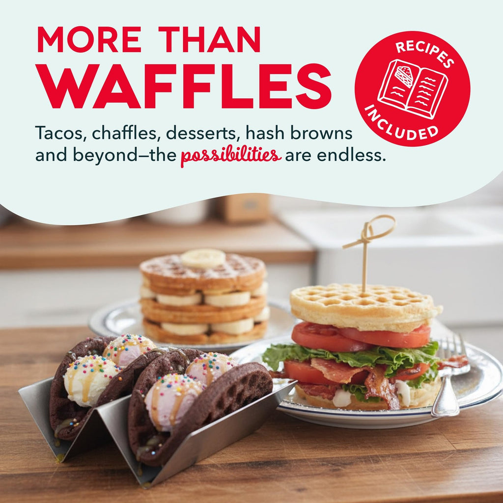 Mini Waffle Maker 4 In, DASH Nonstick Iron for Quick Breakfasts, Red