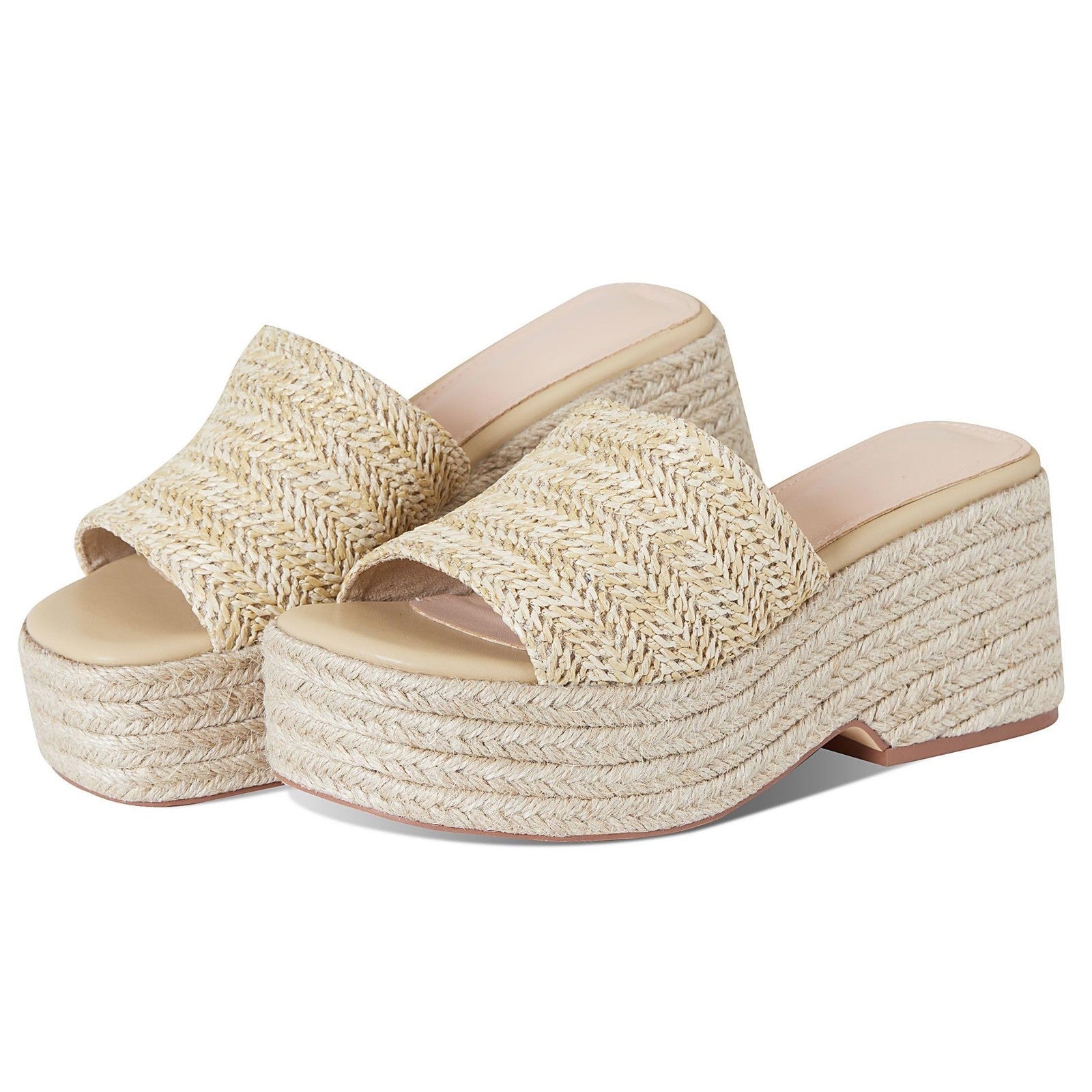 EQAUDES Women's Espadrille Platform Sandals 7.5 Apricot Open Toe