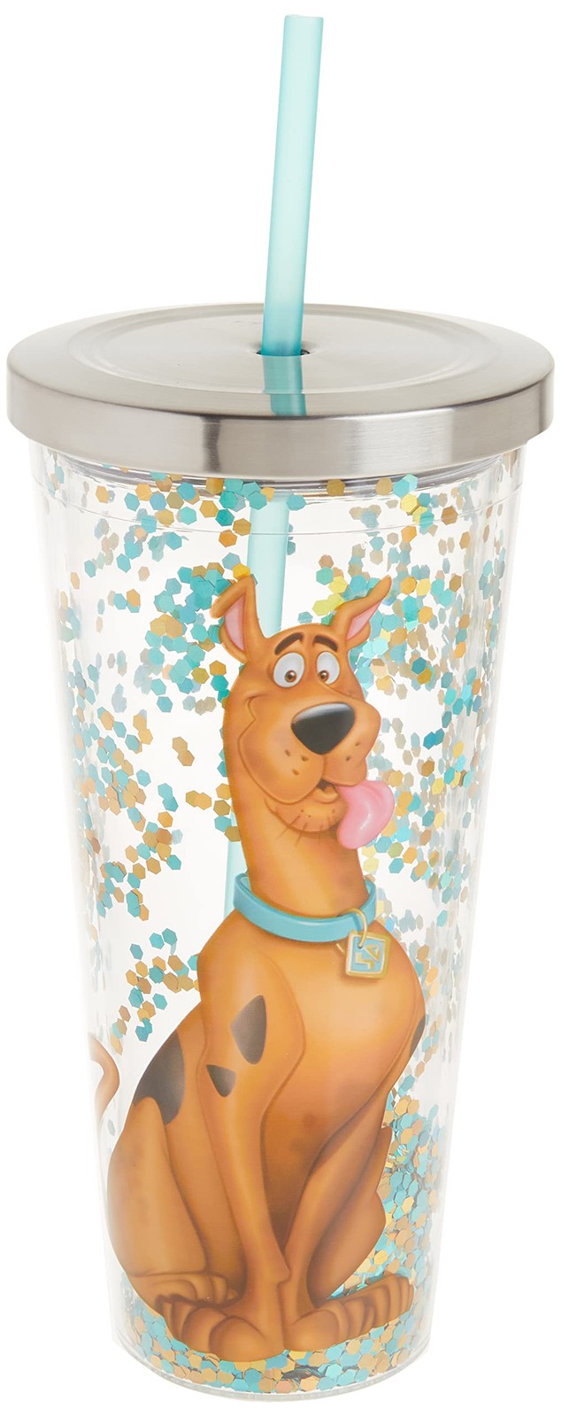 20 oz Glitter Tumbler w/ Straw - Double Wall Insulated - Scooby Doo