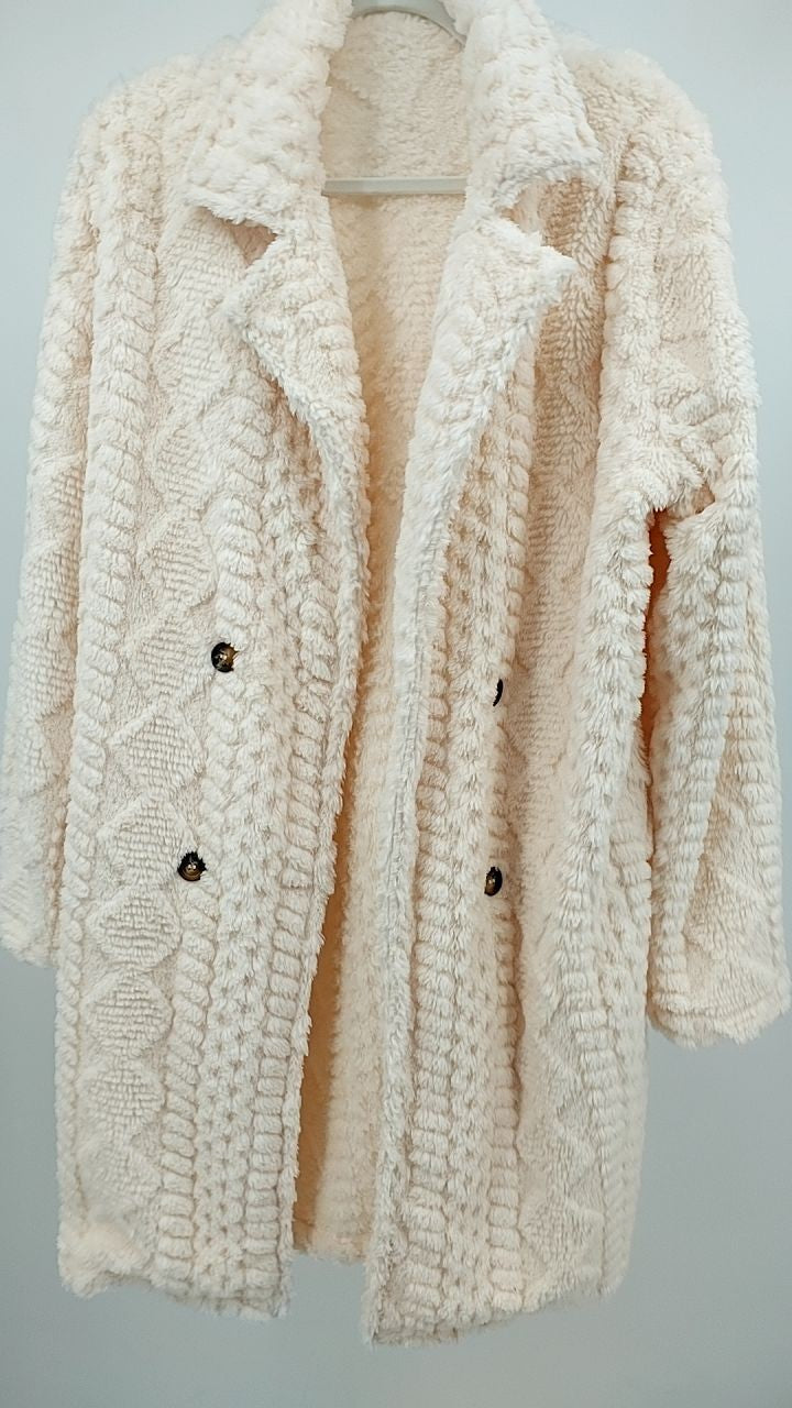 Fleece Double-Breasted Longline Coat