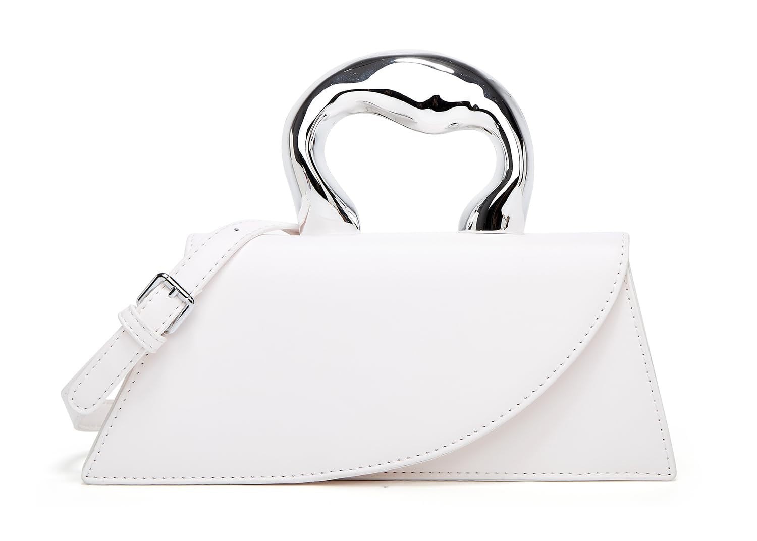 Small Silver Crossbody Handbag Faux Leather Y2K Tote for Women