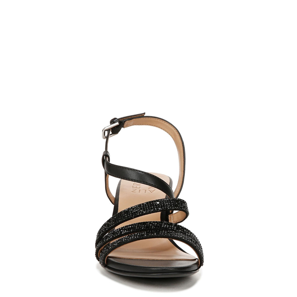 Naturalizer Womens Bridget4 Strappy Block Heel Dress Sandal Black Sparkle 10 M