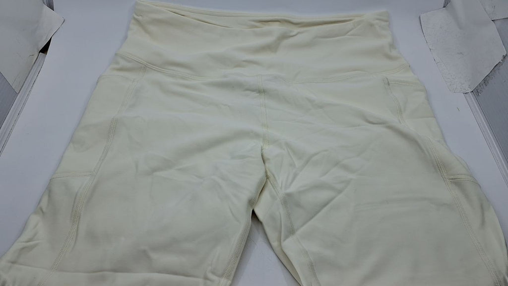 CRZ YOGA Thermal Fleece Lined Leggings 25'' Pockets X-Large White Apricot