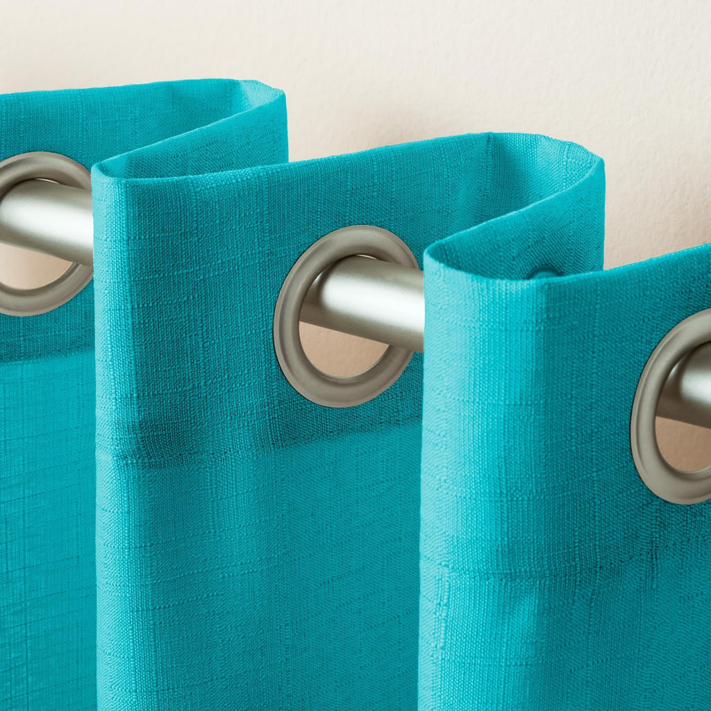 Light Filtering Linen Look Curtain Panels 54x84 Blue Teal - 2 Pack