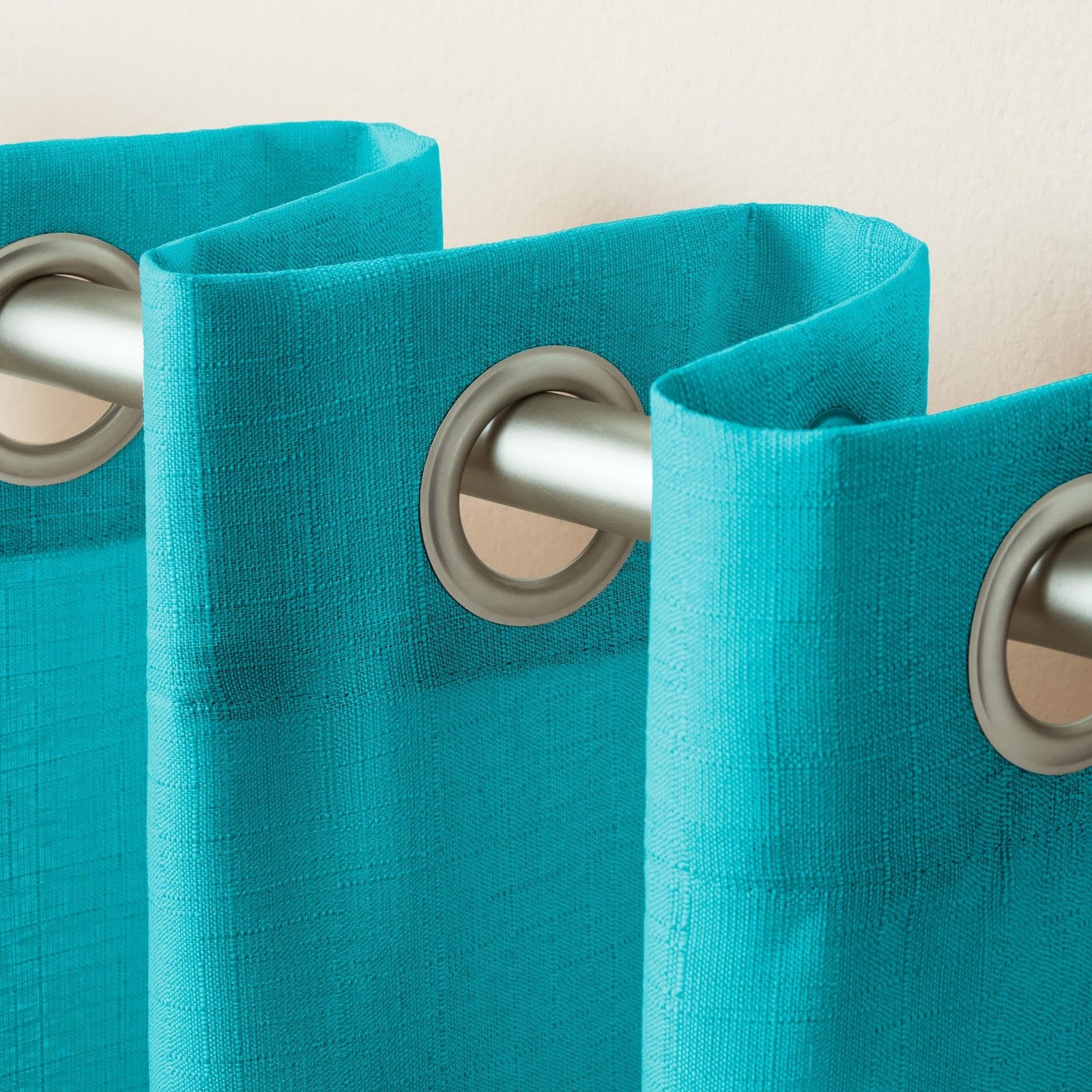 Light Filtering Linen Look Curtain Panels 54x84 Blue Teal - 2 Pack