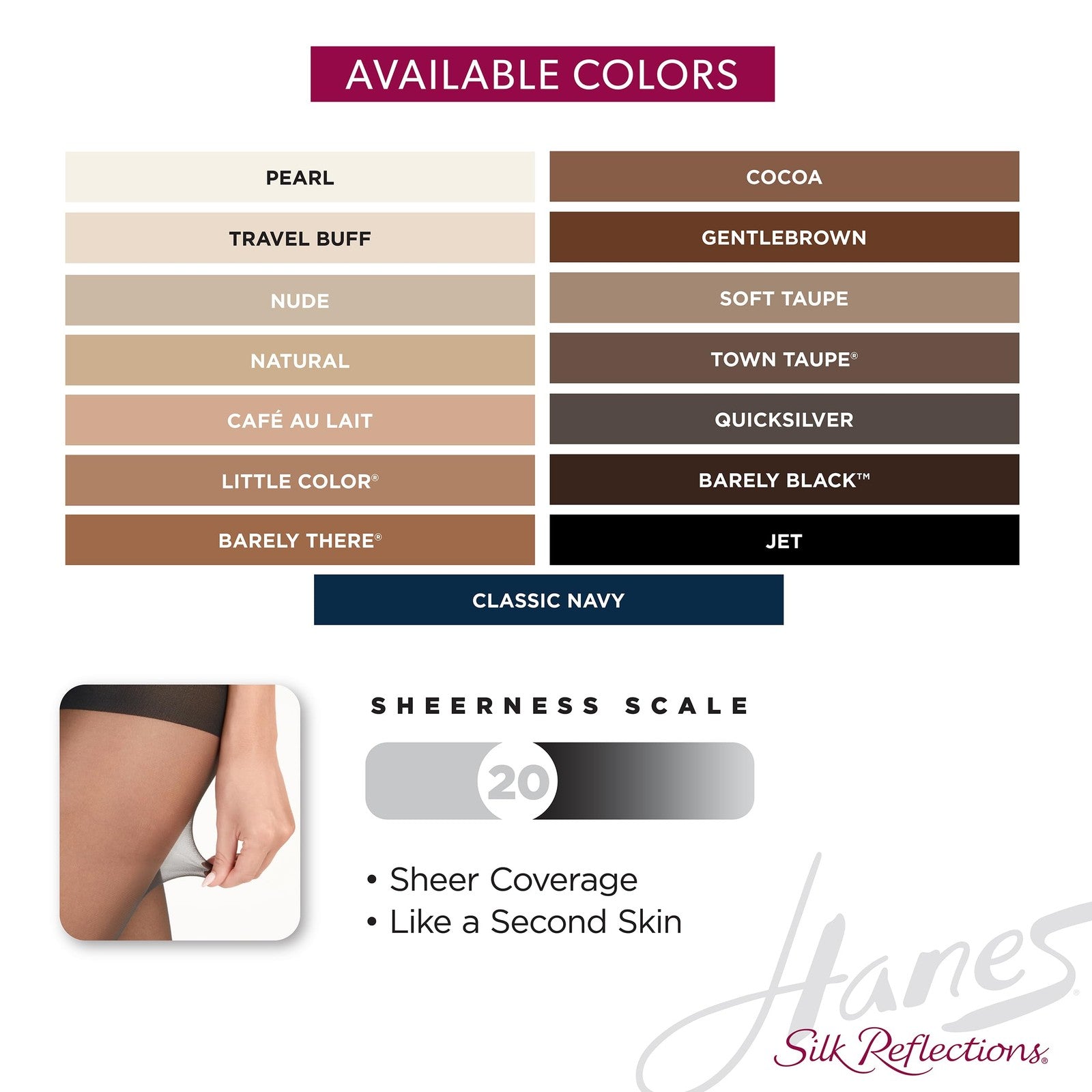 Hanes Silk Reflections Control Top Pantyhose A-B, Barely There Sheer