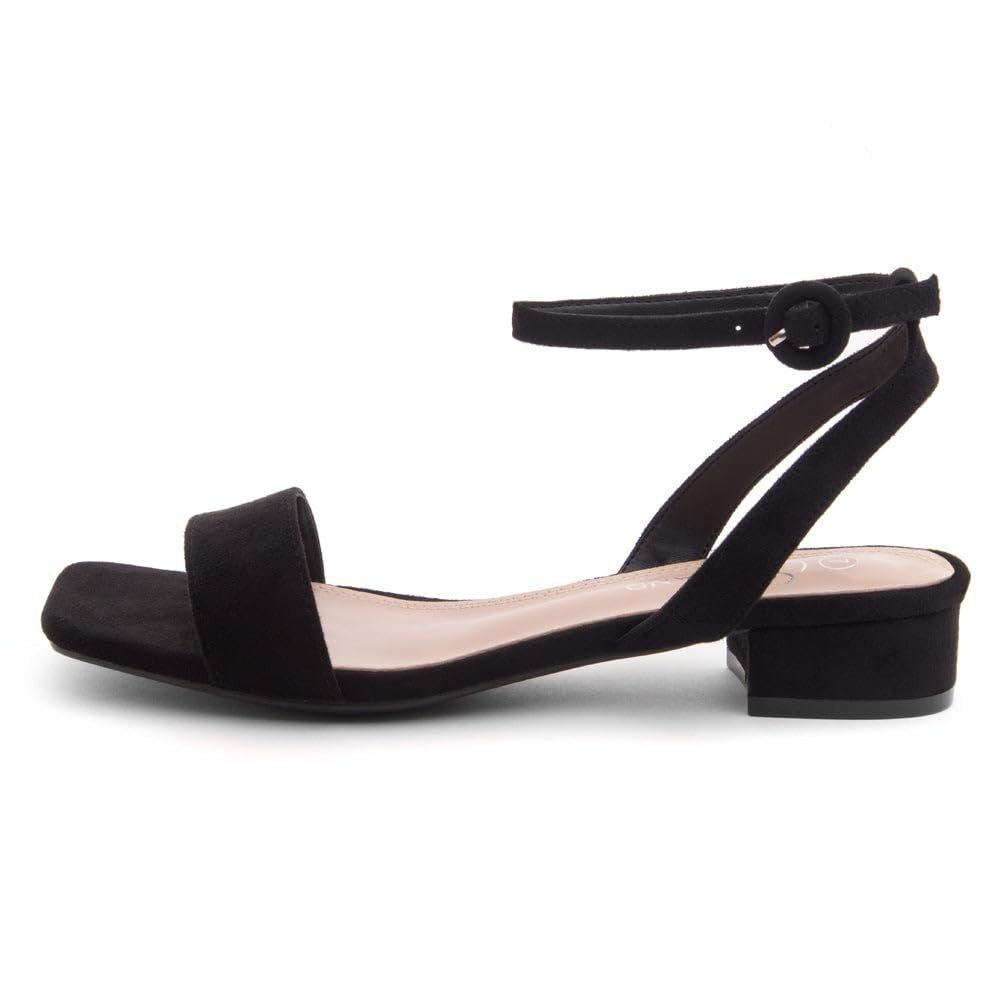 Size 10 Women's Dressy Sandals, 1 Inch Block Heel, Adjustable Ankle Strap