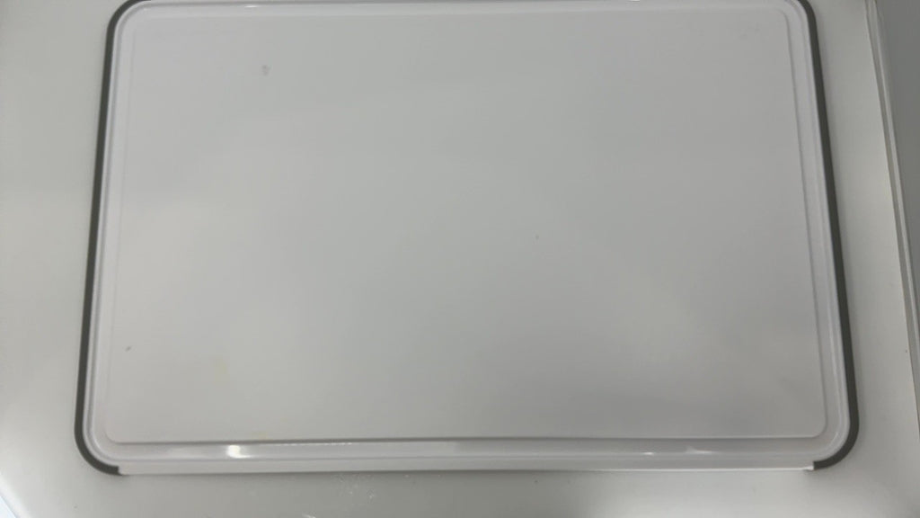 KitchenAid Classic 12x18 Plastic Cutting Board, White/Gray, Dishwasher Safe