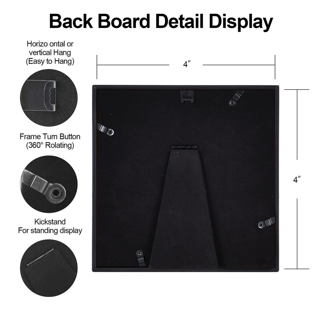 Matte Black 4x4 Picture Frame Set, Thin Aluminum Metal w/ Glass (2 Pack)