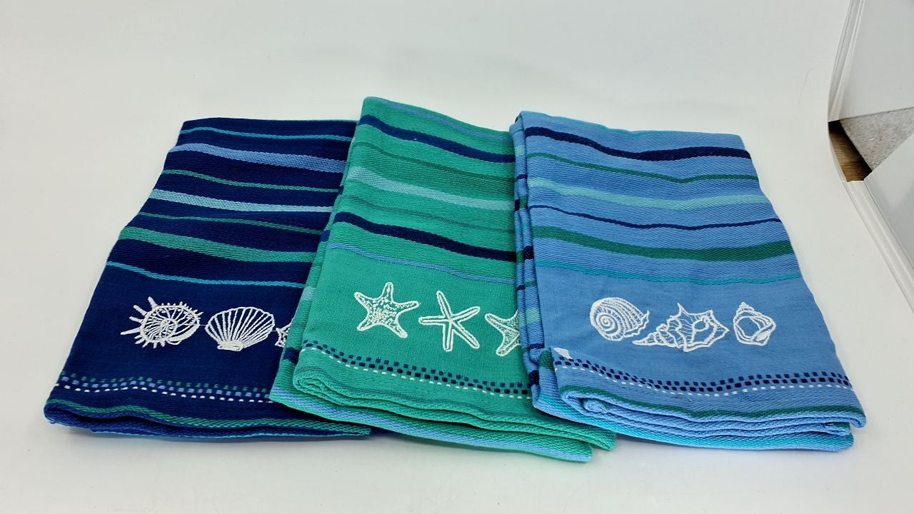 DII Fresh Catch Collection Kitchen Dishtowel Set, 18x28, Blue Sea, 3 Piece