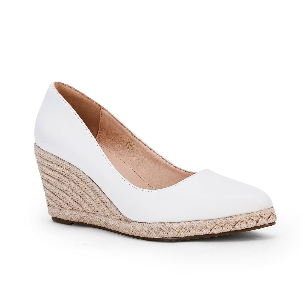 White Pointed Toe Wedge Sandals, Women's Size 7, Espadrille Style