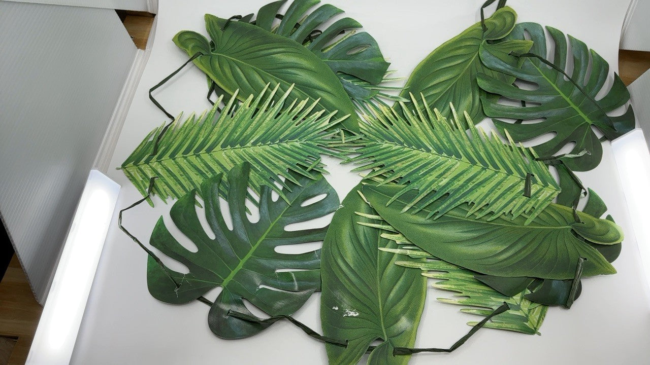 Tropical Palm Leaf Garland Party Decorations, Length 2.6M, 8.5 FT, Green
