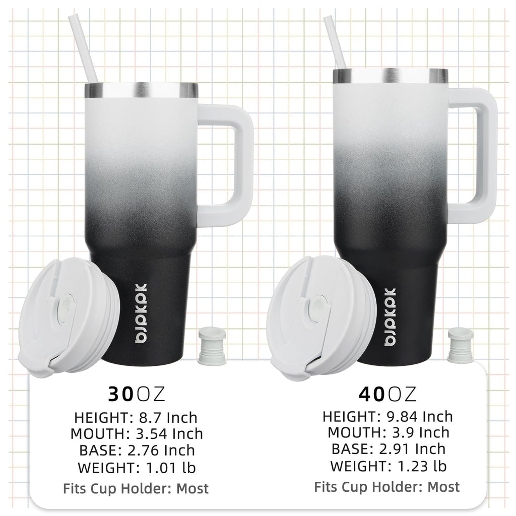 BJPKPK 30oz Stainless Steel Tumbler w/ Handle, Lid & Straw, Day & Night