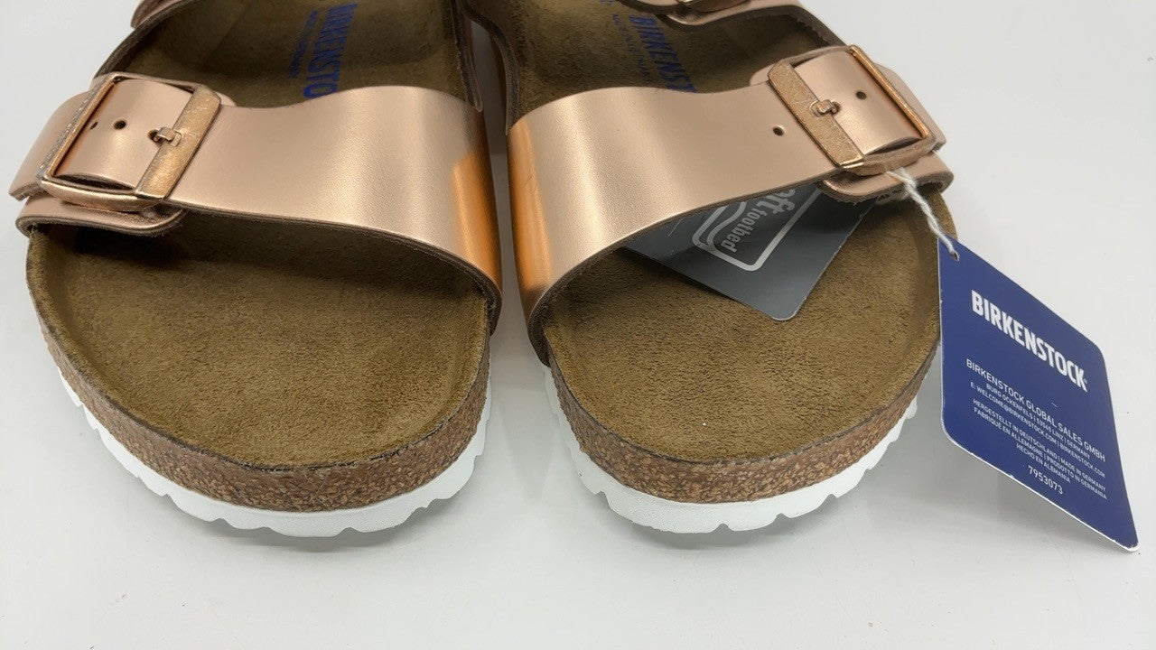 Birkenstock Women's Arizona Soft Footbed Sandals, Metallic Copper, 11 Medium US