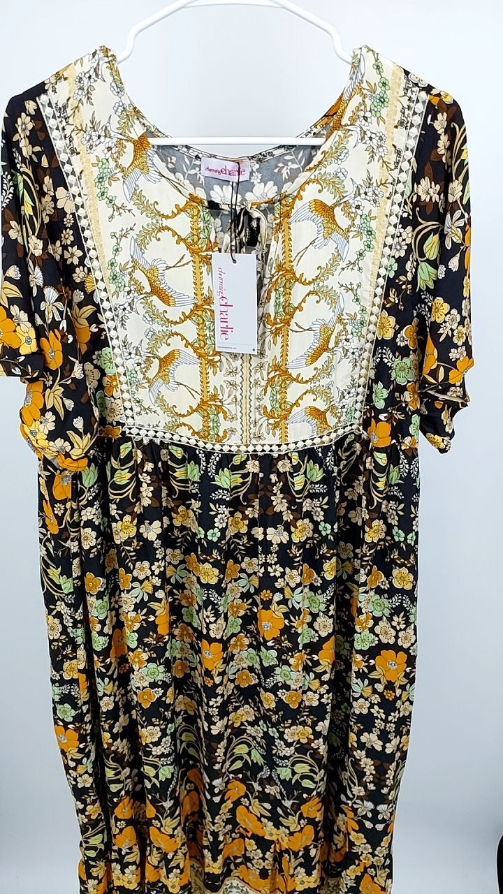 Plus Size Bohemian Floral Tiered Maxi Dress