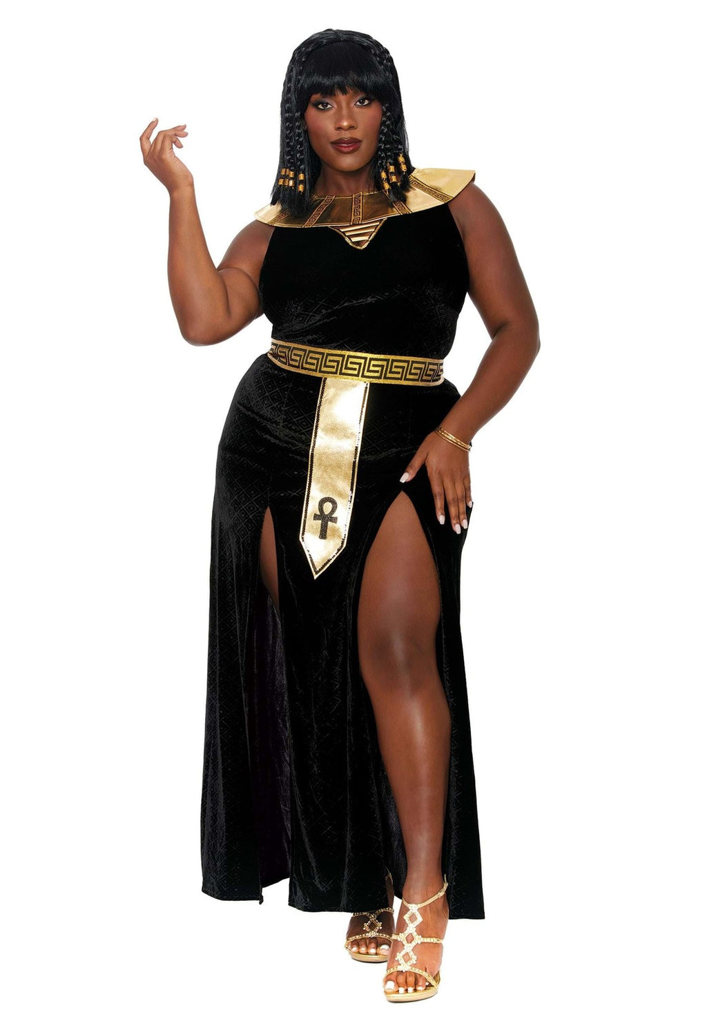 Dreamgirl Women's Plus-Size Exquisite Cleopatra Costume, Black/Gold, 1X/2X