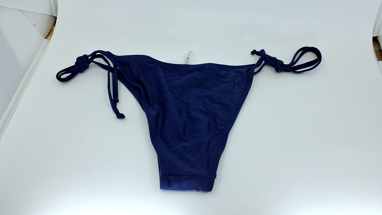 Navy Blue Bikini Bottoms XS w/ Adjustable Ties & Moderate Coverage