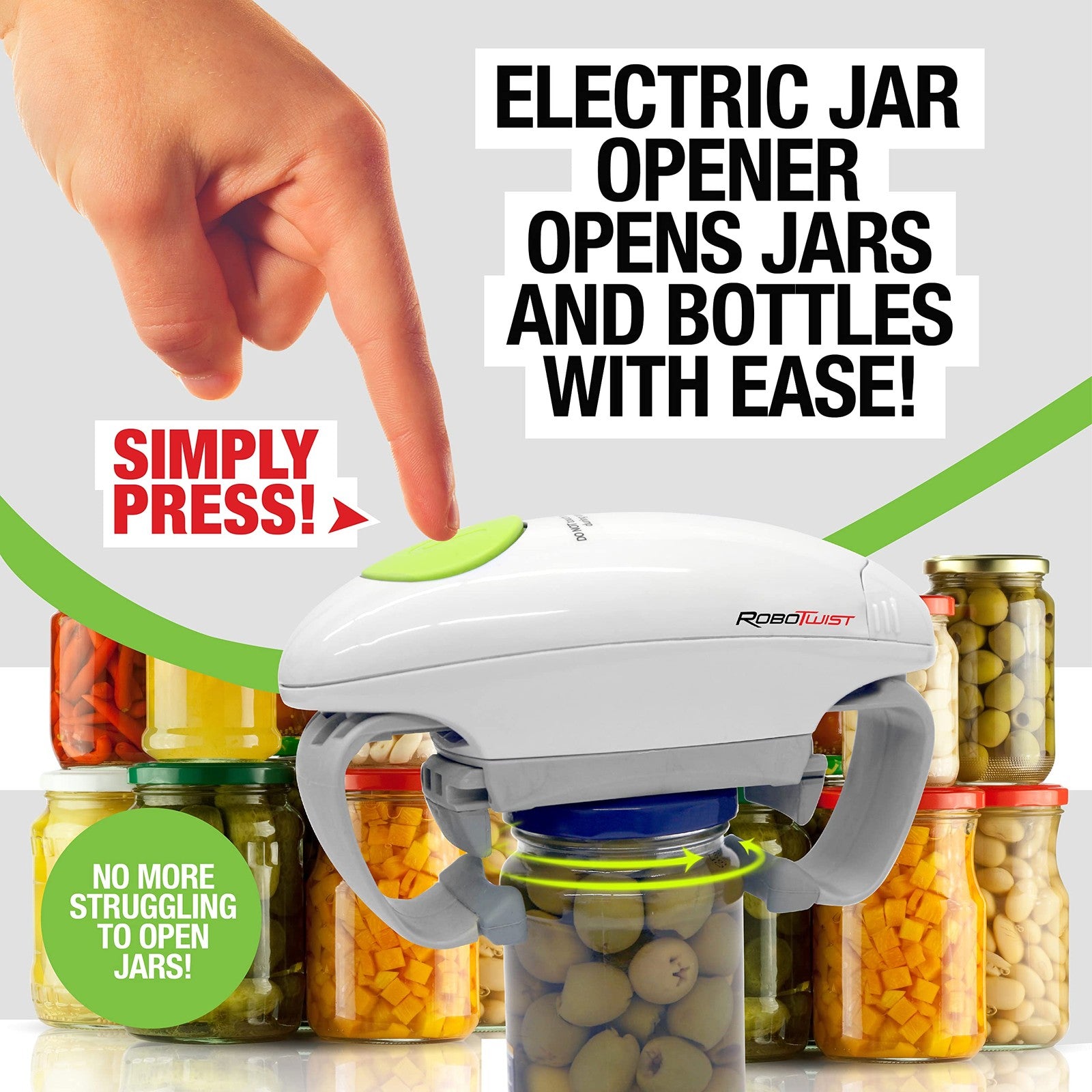 Robotwist Handsfree Jar Opener, Deluxe, Ideal for Seniors & Arthritis