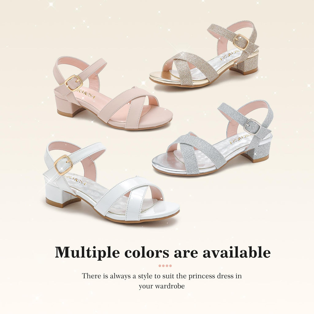 LAURMOSA Girls White Dress Shoes Kids Wedding Dress Shoes for Girls High Heel,13