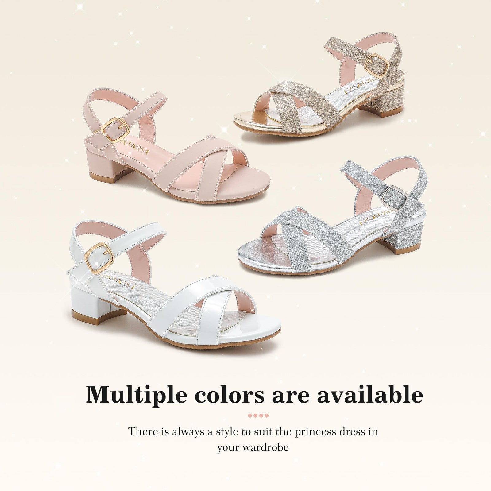 LAURMOSA Girls White Dress Shoes Kids Wedding Dress Shoes for Girls High Heel,13