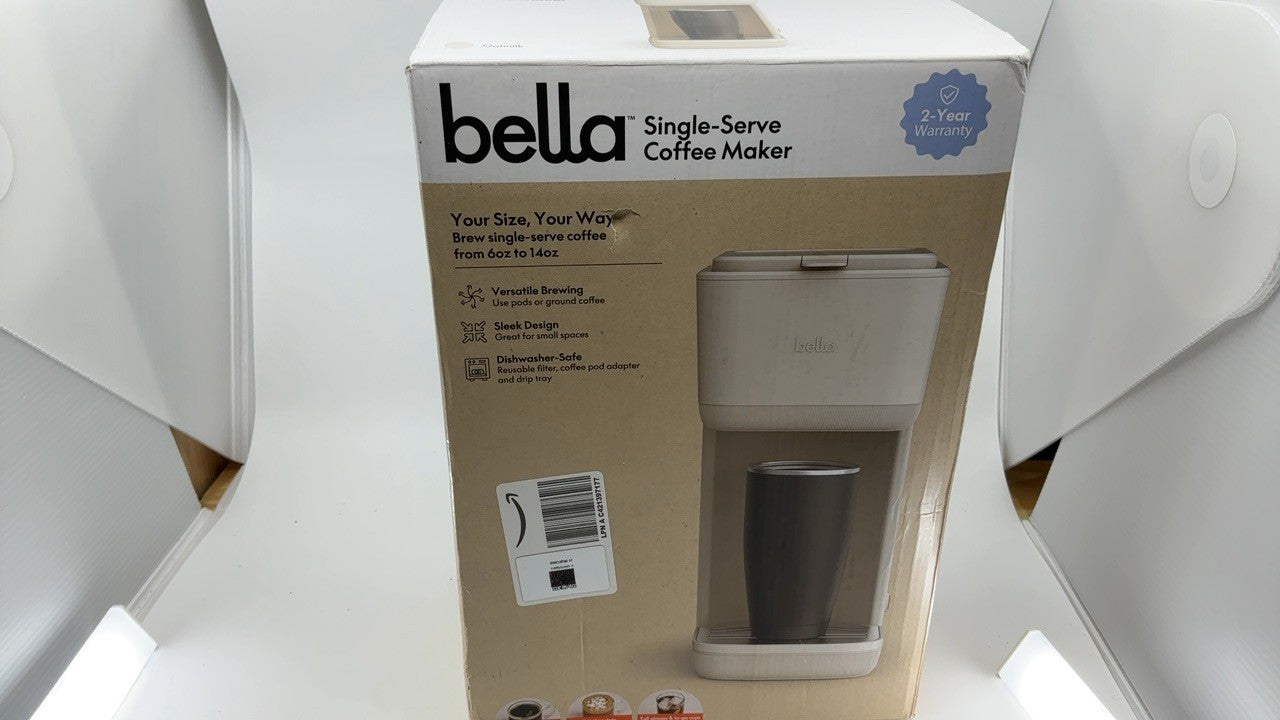 BELLA 1000W Single Serve Coffee Maker, K Cup & Ground Coffee, Oatmilk