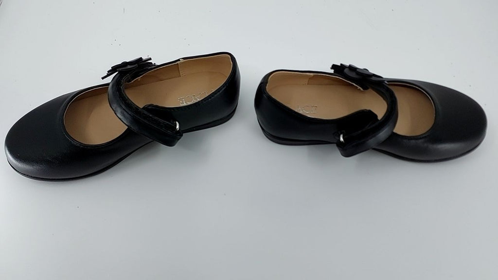 Closed Toe Maryjane Flats for Girls, Black Flower, Toddler Size 10