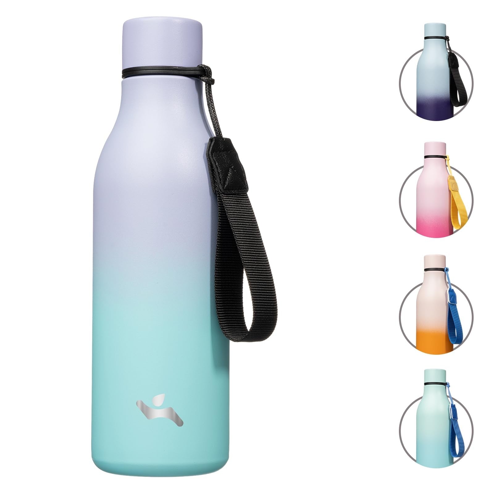 Konokyo 18oz Stainless Steel Flask, Insulated Water Bottle, Lavender Green