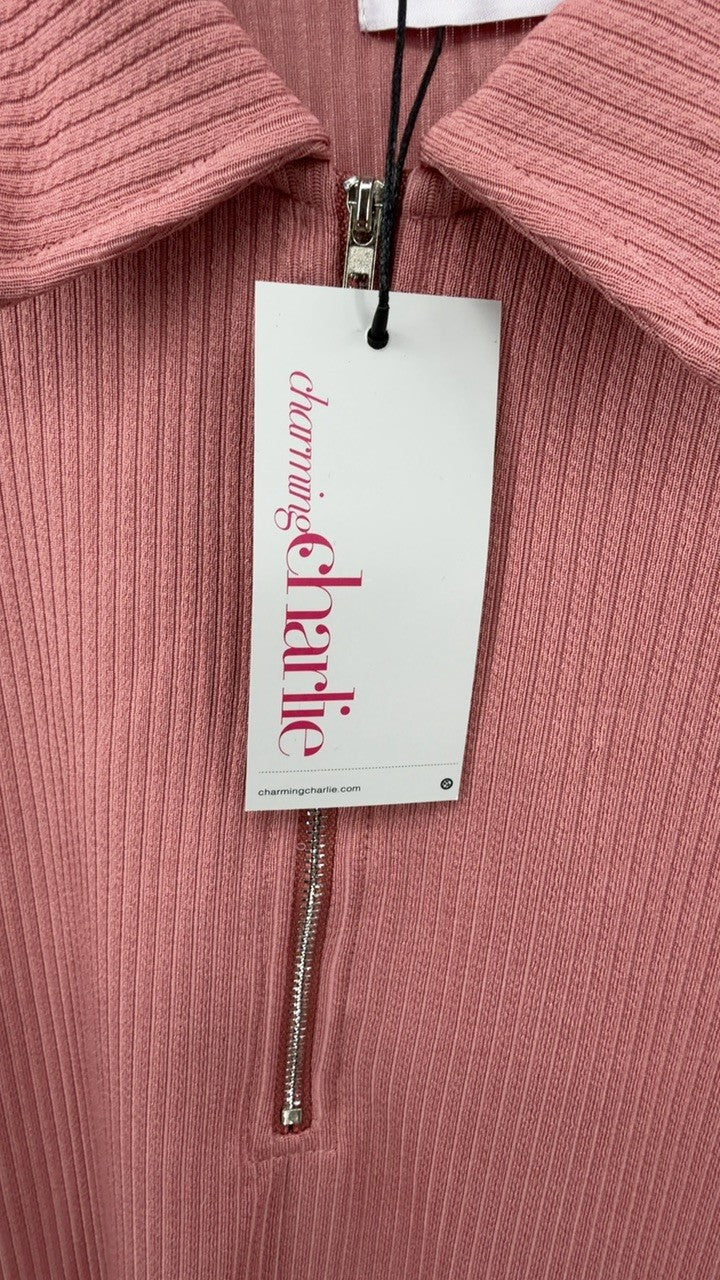 Half Zip Long Sleeve Knit Top