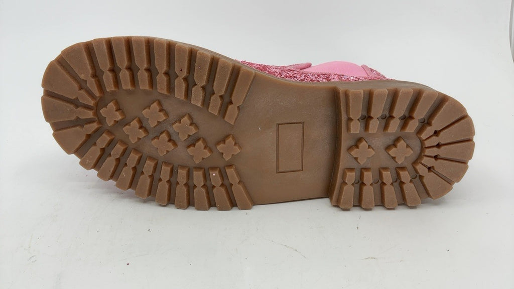 Pink Glitter Kids Ankle Boots Size 3 w/ Side Zipper & Anti-Slip Sole
