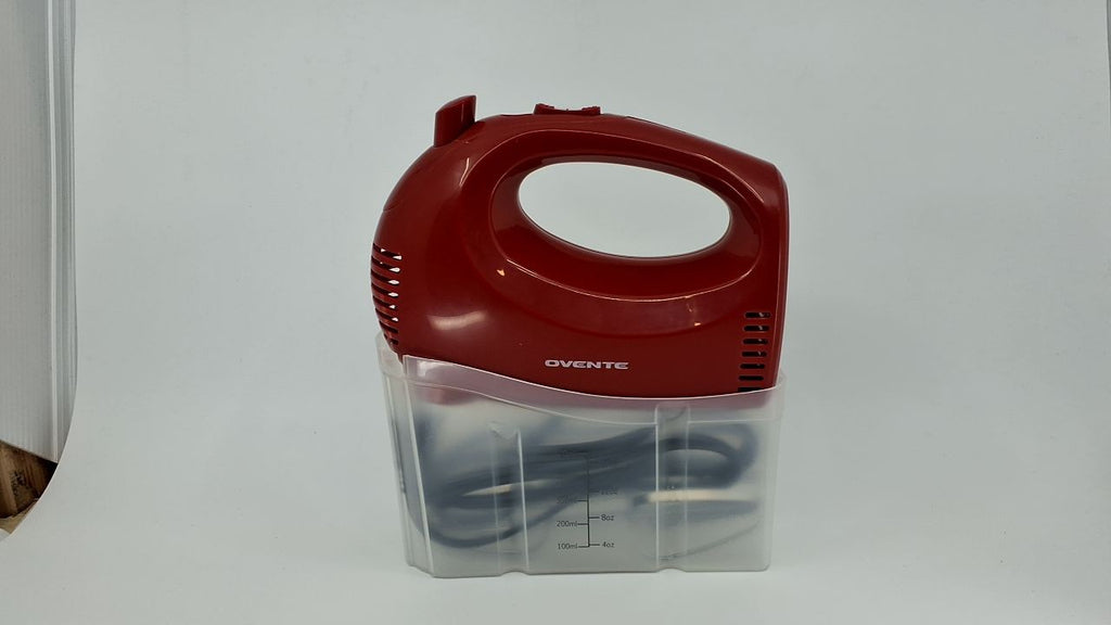 OVENTE 5-Speed Hand Mixer Red HM151R, 150W, Stainless Steel Whisks