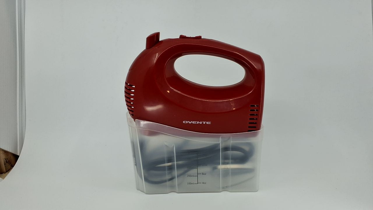 OVENTE 5-Speed Hand Mixer Red HM151R, 150W, Stainless Steel Whisks