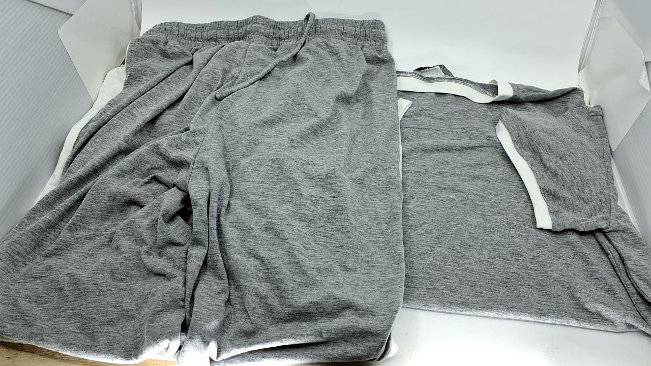 Summer Tracksuit Set for Women Grey Medium Short Sleeve & Jogger Pants