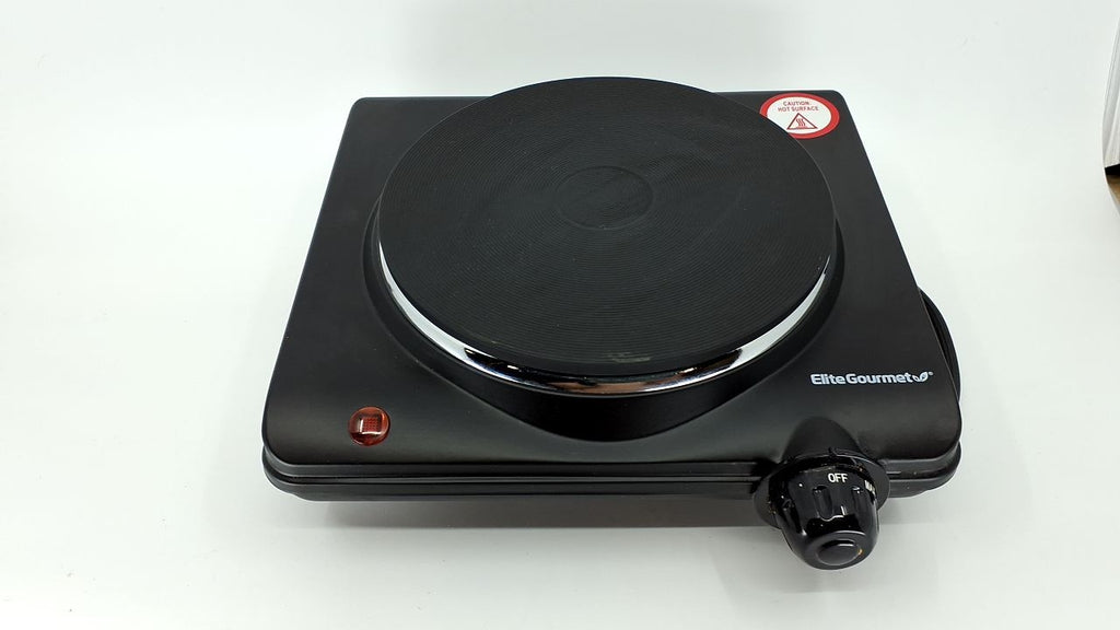 Compact 1000W Cast Iron Electric Hot Plate, Temperature Controls, Black