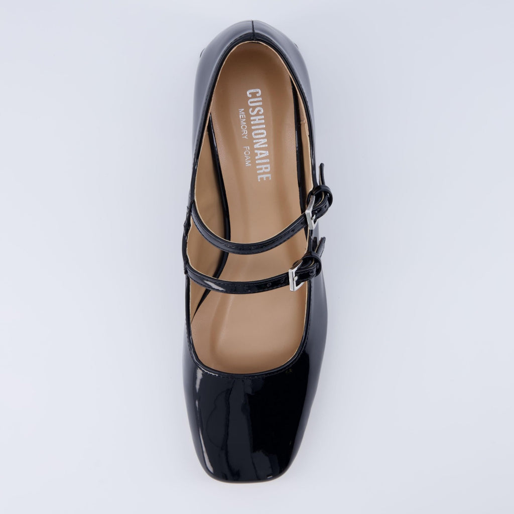 Cushionaire Twiggy Mary Jane Heels Black 8.5W Vegan Patent Leather