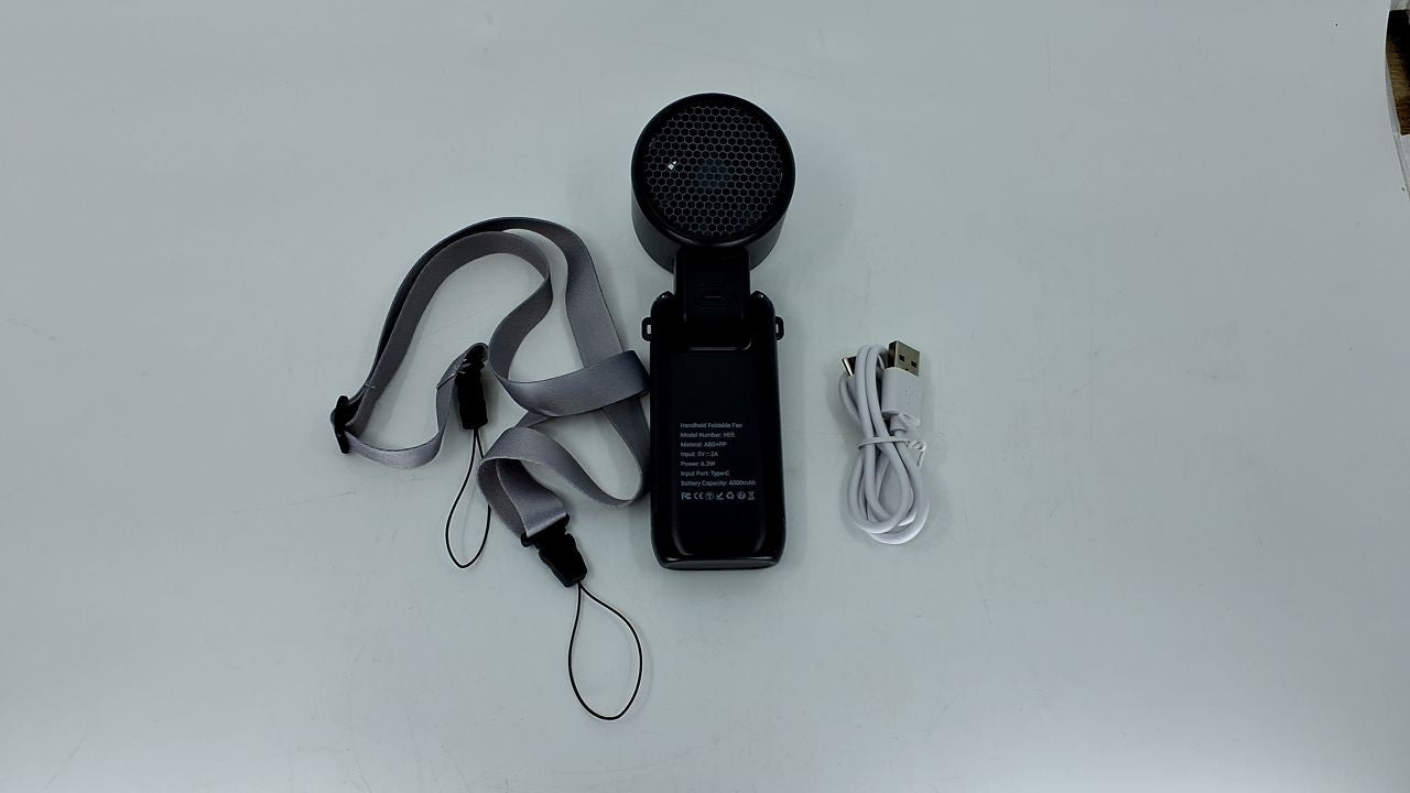 WHATOOK Mini Portable Fan 4000mAh Rechargeable 5 Speeds Black