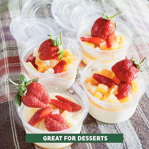 4 Oz Plastic Portion Cups w/ Lids - 100 Sets, BPA Free, Souffle, Sauce