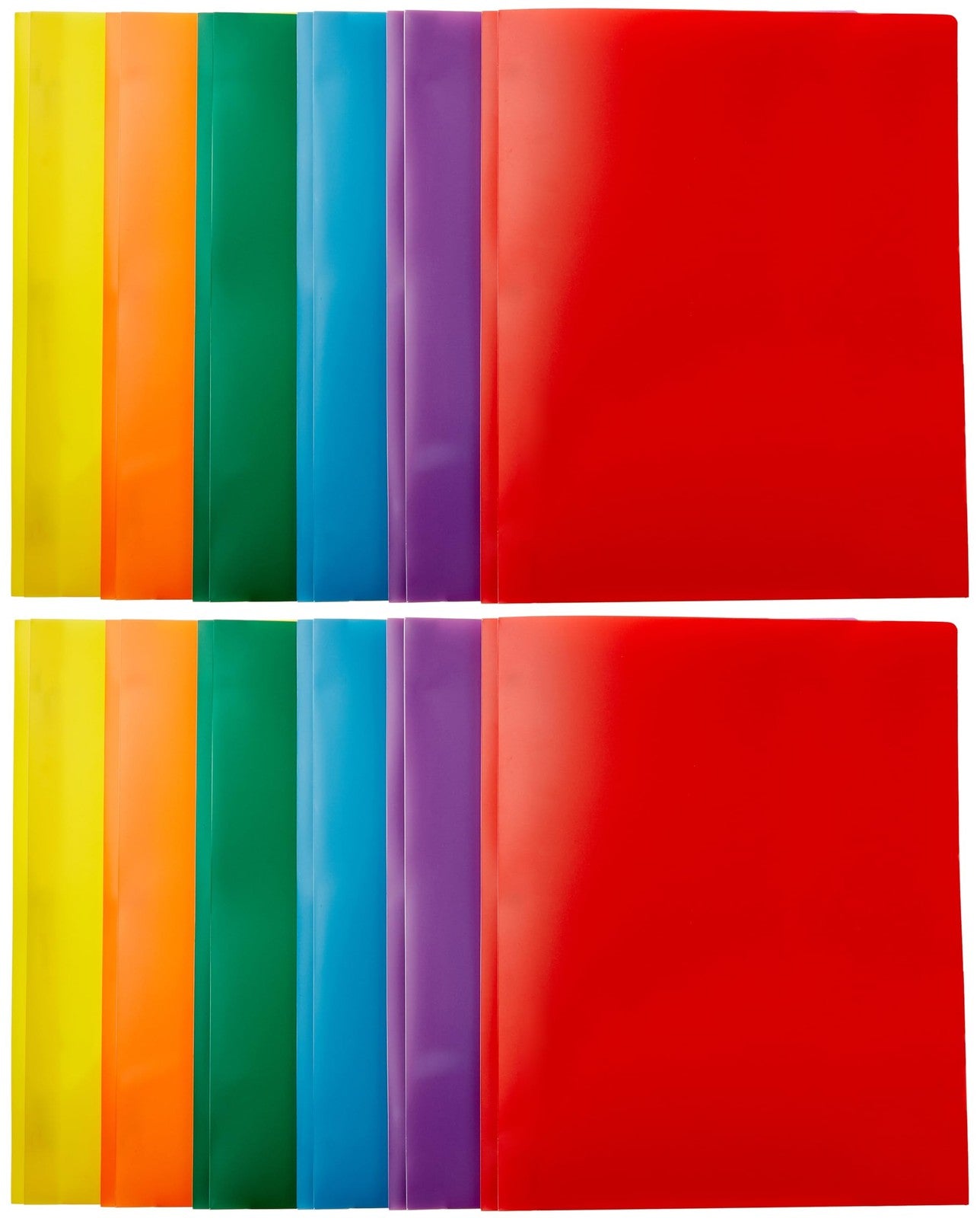 Heavy Duty Plastic Folders, 12-Pack, Letter Size, Assorted Colors