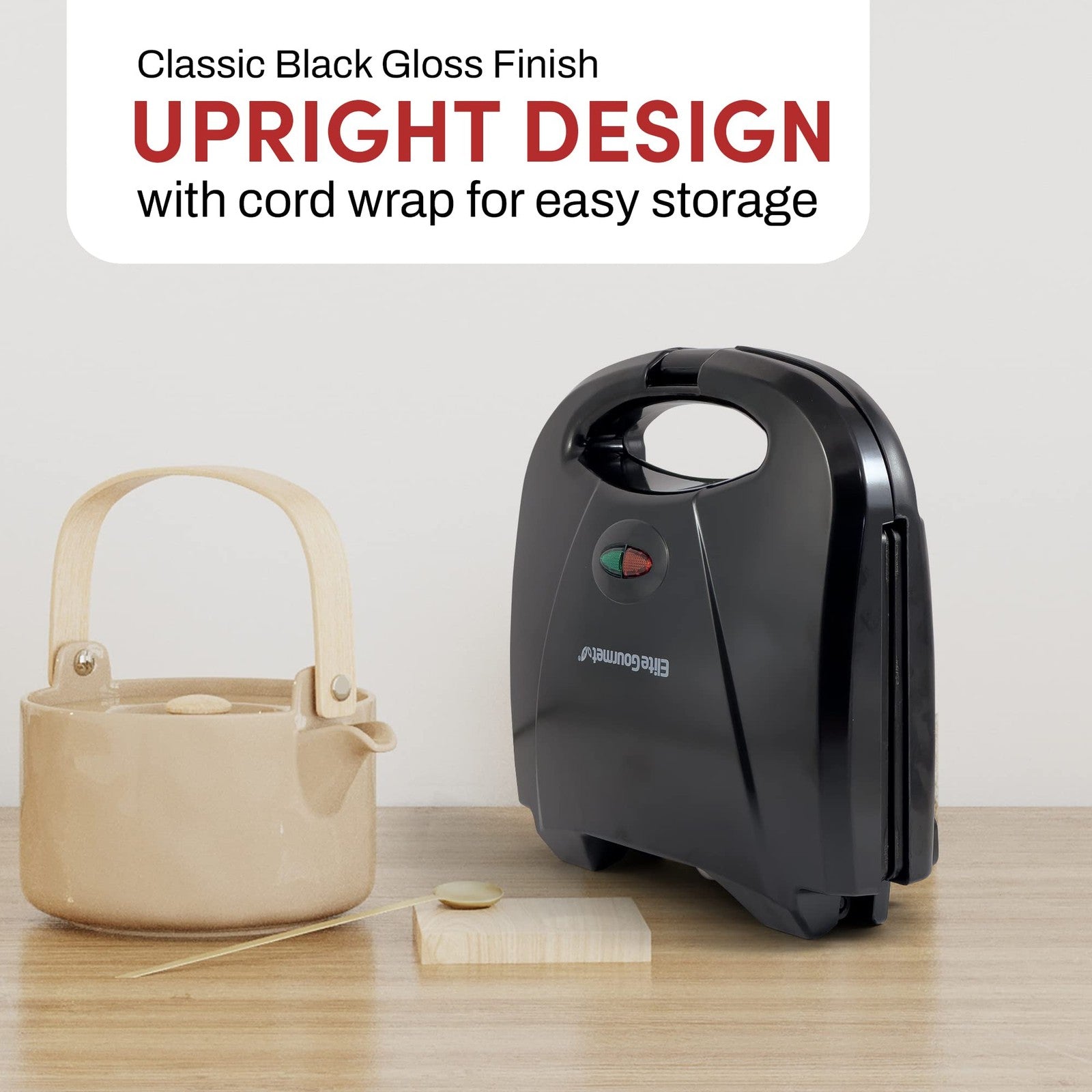 Black Nonstick Belgian Waffle Maker, 2 Slice, Compact Design