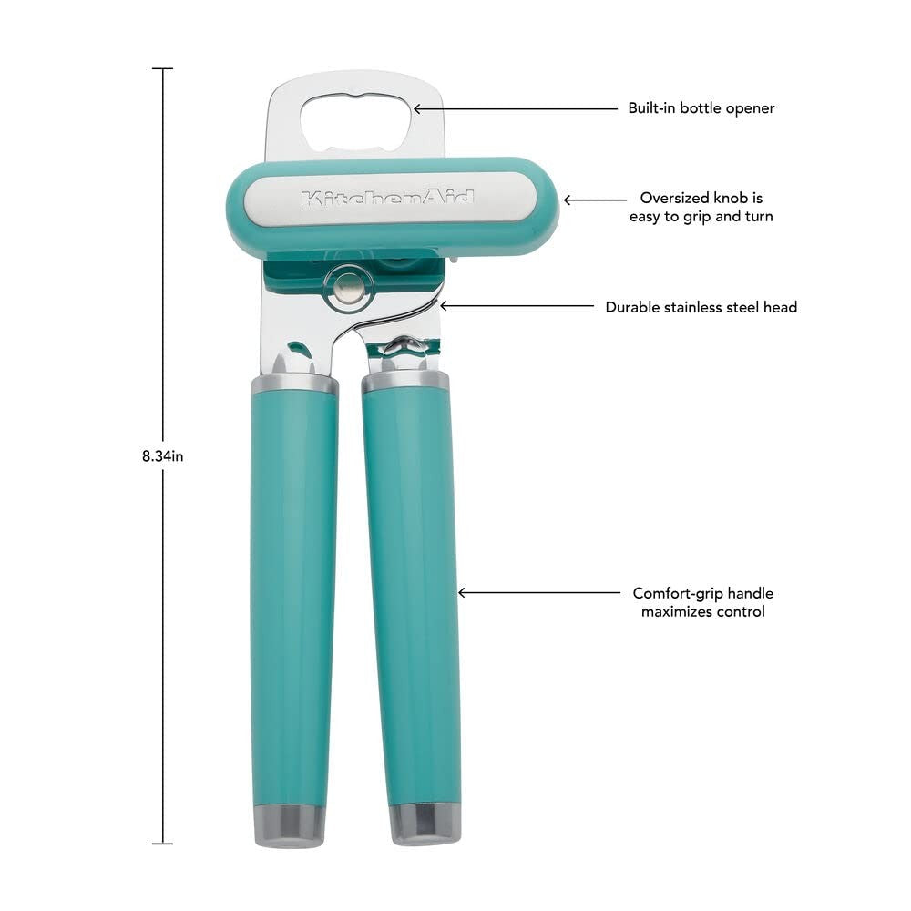 KitchenAid Classic Can & Bottle Opener, Aqua Sky, Ergonomic Handles