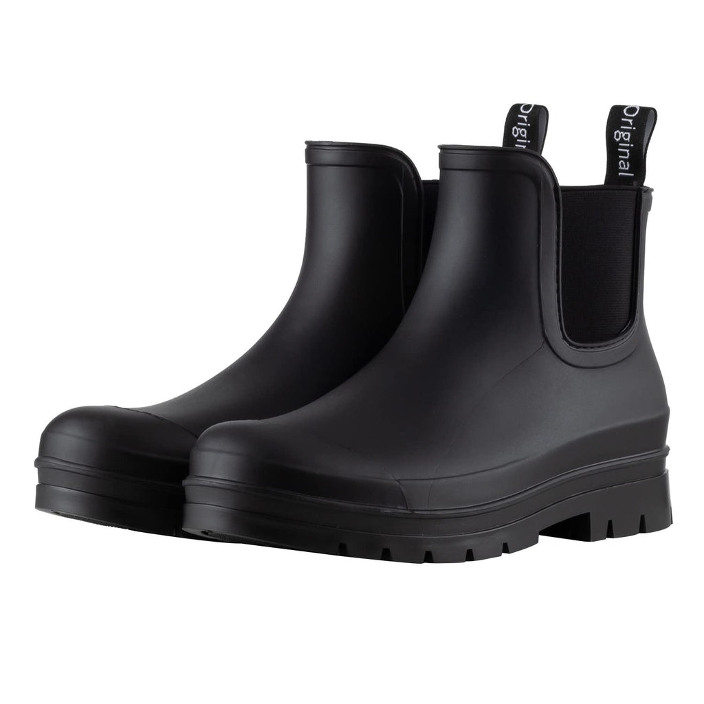 Women's Size 6 Black Rain Boots - Lightweight & Waterproof Chelsea Design