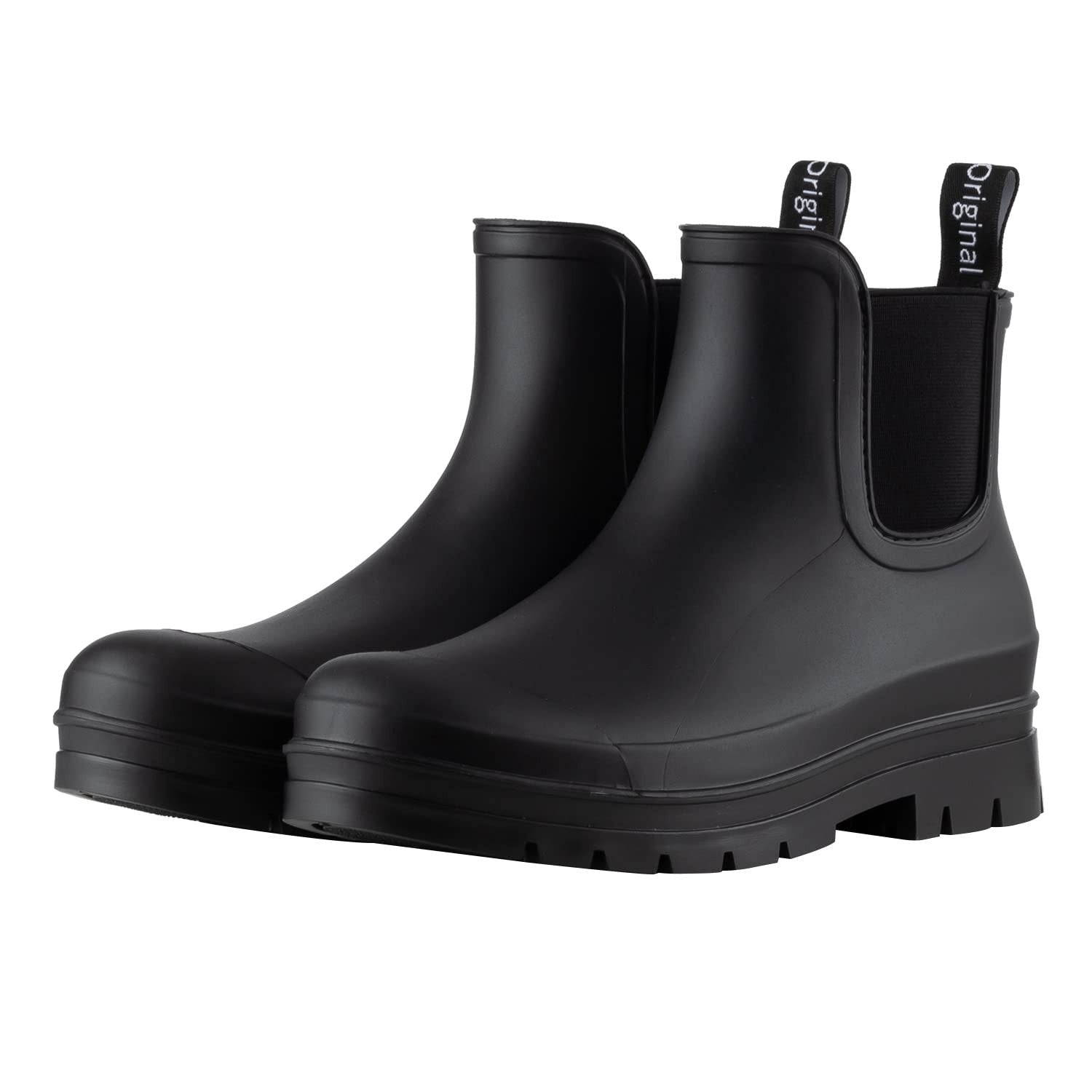 Women's Size 6 Black Rain Boots - Lightweight & Waterproof Chelsea Design