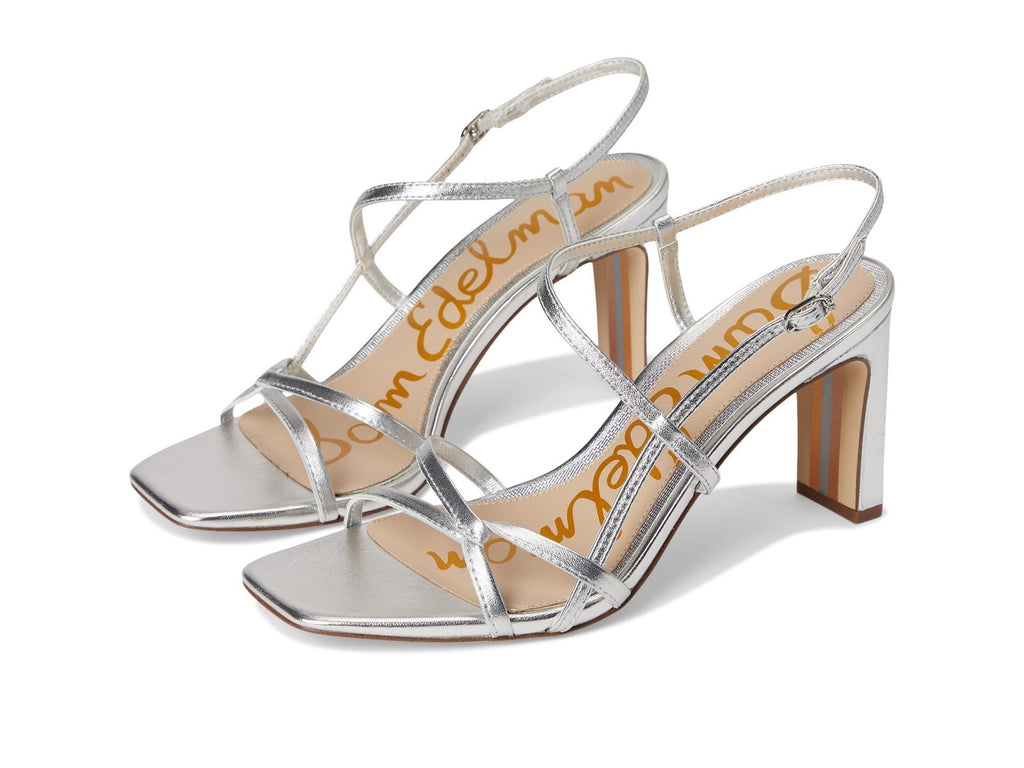 Sam Edelman Women's Emmie Heeled Sandal, Soft Silver, 7.5